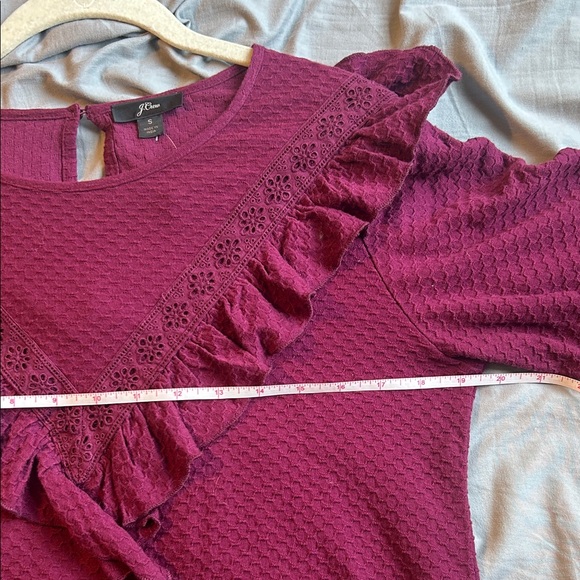 NWT J.Crew Burgundy Ruffle Blouse Size S - Picture 8 of 8